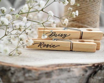 Personalised Wedding Favours, Wedding Place Names, Handwritten Wooden Pegs, Rustic Wedding Favours, Wedding Place Card, Guest Place Setting