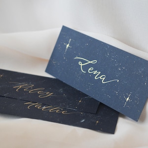 Marque-places pour mariage, Marque-places avec calligraphie manuscrite, Carte de visite d'invité au mariage, Papeterie pour mariage céleste, Décoration de mariage céleste