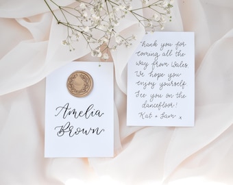 Wedding Guest Handwritten Note Favours, Wedding Wax Seal Place Name Cards, Personalised Wedding Love Letters, Seating Plan Cards