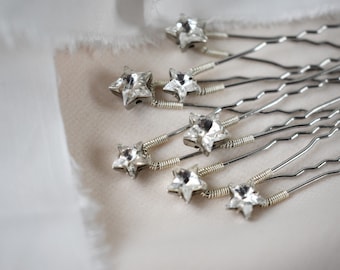 Celestial Wedding Hair Pins, Dainty Star Hair Slides, Bridal Hair Clips, Celestial Themed Wedding Accessories, Bridesmaid Hair Pin Gift