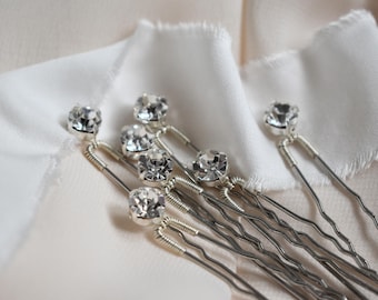 Crystal Wedding Hair Pins, Bridal Hair Slides, Rhinestone Hair Clips, Wedding Headpiece, Bridesmaid Gift, Flower Girl Hair