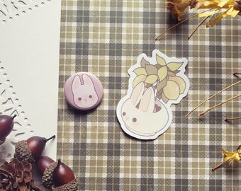 Bunny sticker and button set