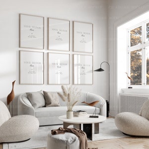 Gallery Wall Mockup: 6 Frames, Modern Boho Interior (Digital Download)