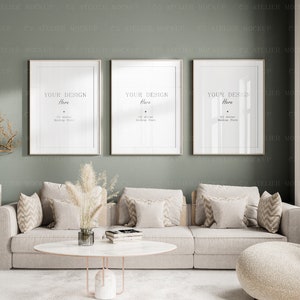 3 Mock up Frames in Home Interior -  Living Room Mock Up Frames - High quality Mock ups