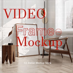 Video Mockup Frame | Animated Mockup PSD | DIN A ISO Vertical Frame Mockup | Natural Shadows | Home Interior