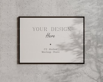Horizontal Frame Mockup: Minimalist Wall Art with Shadows (Digital Download)