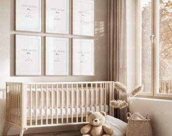 Nursery Frame Mockup: Gallery Wall, Farmhouse Japandi Style (Digital Download)