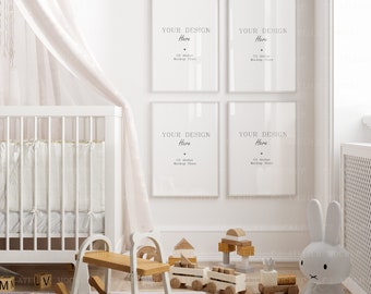 Nursery Wall Mockup: 4 Frame Gallery Mockup (Digital Download)