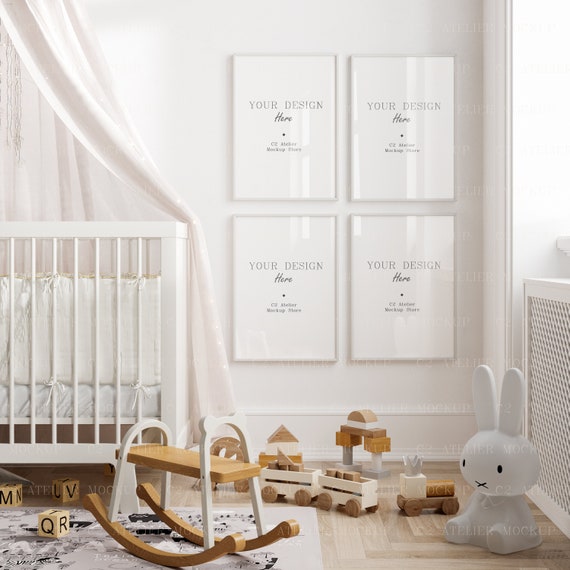 Nursery Wall Mockup: 4 Frame Gallery Mockup (Digital Download)