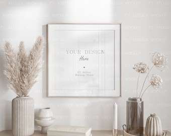 Square Frame Mockup: Home Interior Artwork Display (Digital Download)