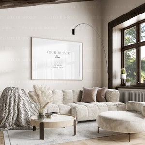Horizontal Mockup Frame - High quality Wall Mock up - Interior Home Wall Frams - Styled Mockup - Minimalist Wall Art - Modern Design