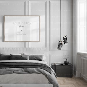 Horizontal Mock Up Frames In Home Interior | High Quality Mock up in Bedroom | Print Poster Artwork Mockup
