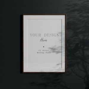 Mockup Frame on Black Wall background, Digital Art mockup template, Close up Wall Frame PSD JPG PNG