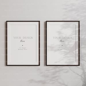 2 cornici per pareti verticali, mock-up da parete di alta qualità con ombre, cornici per pareti semplici da vicino, mockup in stile