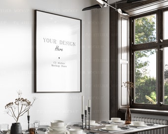 Dining Room Wall Frame Mockup: Modern Interior (Digital Download)