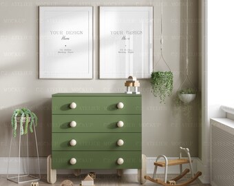 Nursery Frame Mockup: Vertical 5x7, Kids Room Interior (Digital Download)