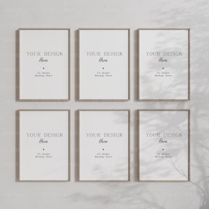 6 Vertical Wall Mock up Frames, High quality Wall Mock up with Shadows, Close up Simple Wall Frames, Styled Mockup