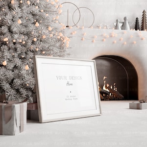 Mockup Frame Christmas Edition | High Quality Xmas Mock up in Home Interior | Print Poster Wall Art Mockup