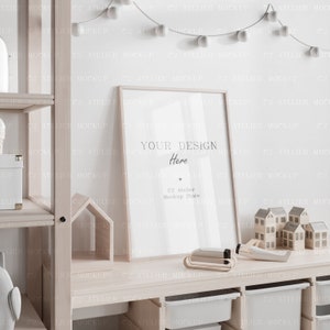 Vertical Wall Mockup Frame in Kids Room | Nursery | High Quality Close Up Mock up in Interior Home | Print Poster Artwork Mockup