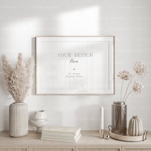 Horizontal Mock Up Frame In Home Interior - Close Up High Quality Mock up in Living Room or Bedroom – Print Poster Artwork Mockup