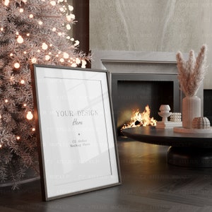 Christmas Holiday Mock Up Frame | High quality Wall Mock ups | Interior Living Room Christmas Tree Frames