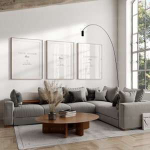 3 Wall Frame Mockup: Modern Interior, Styled Mockup (Digital Download)