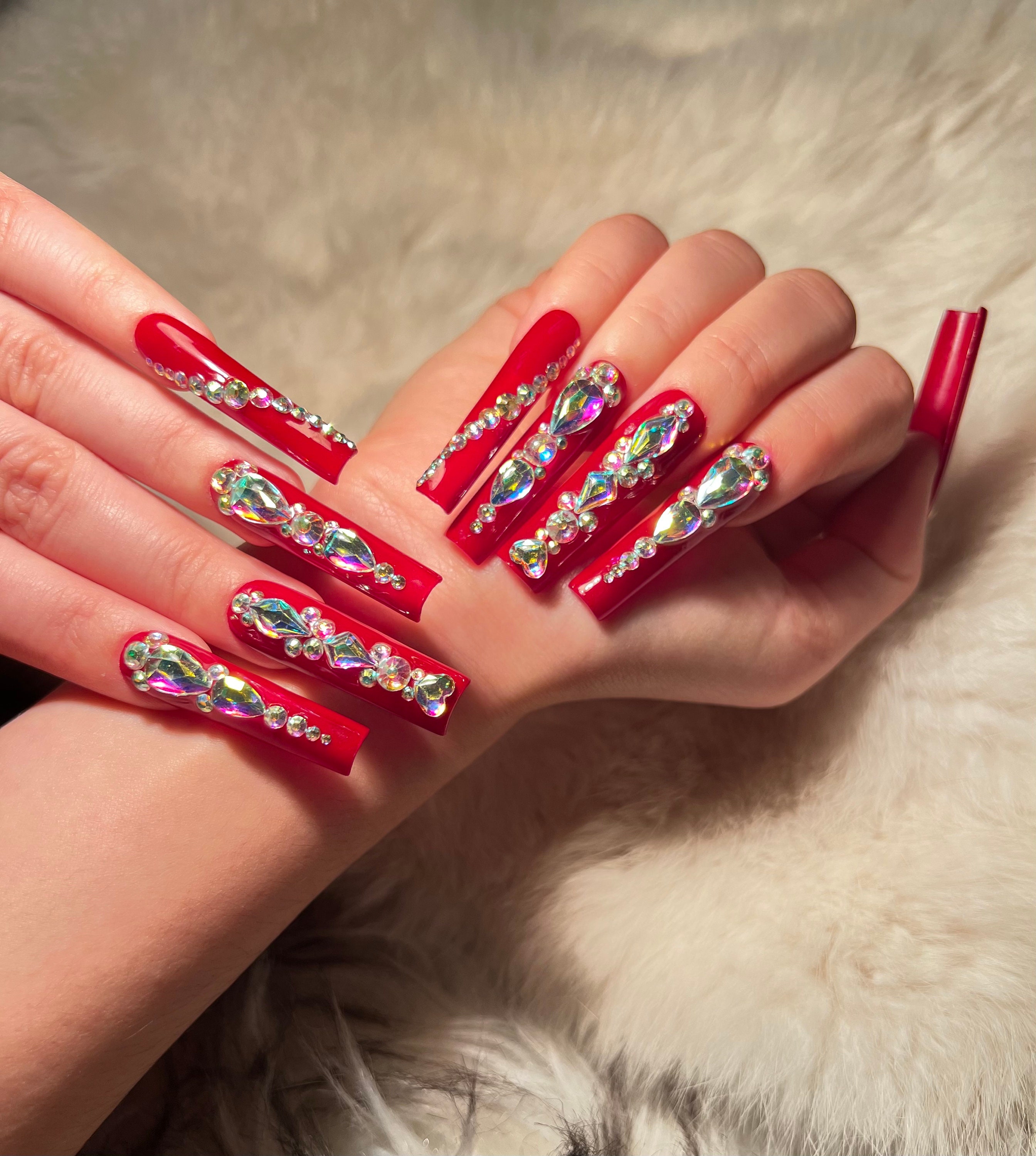 Red Bling Nails 