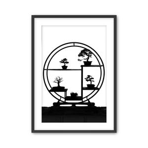 Bonsai Tree Art Print: Minimalist Japanese Zen Decor