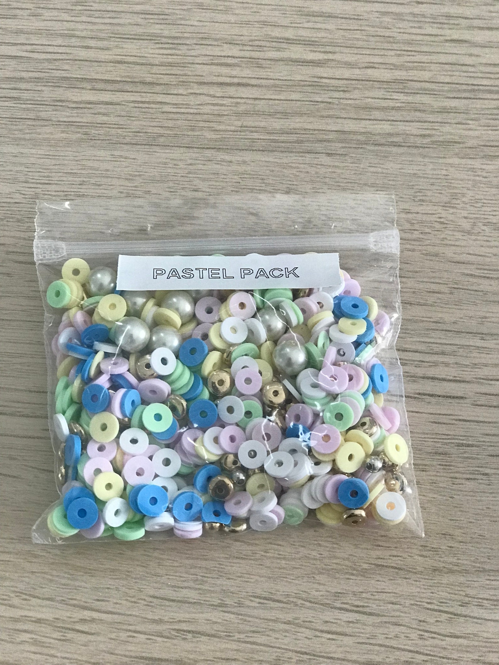 Polymer Clay Beads Pastel Pack Including Blue, Pink, Yellow, Green, and