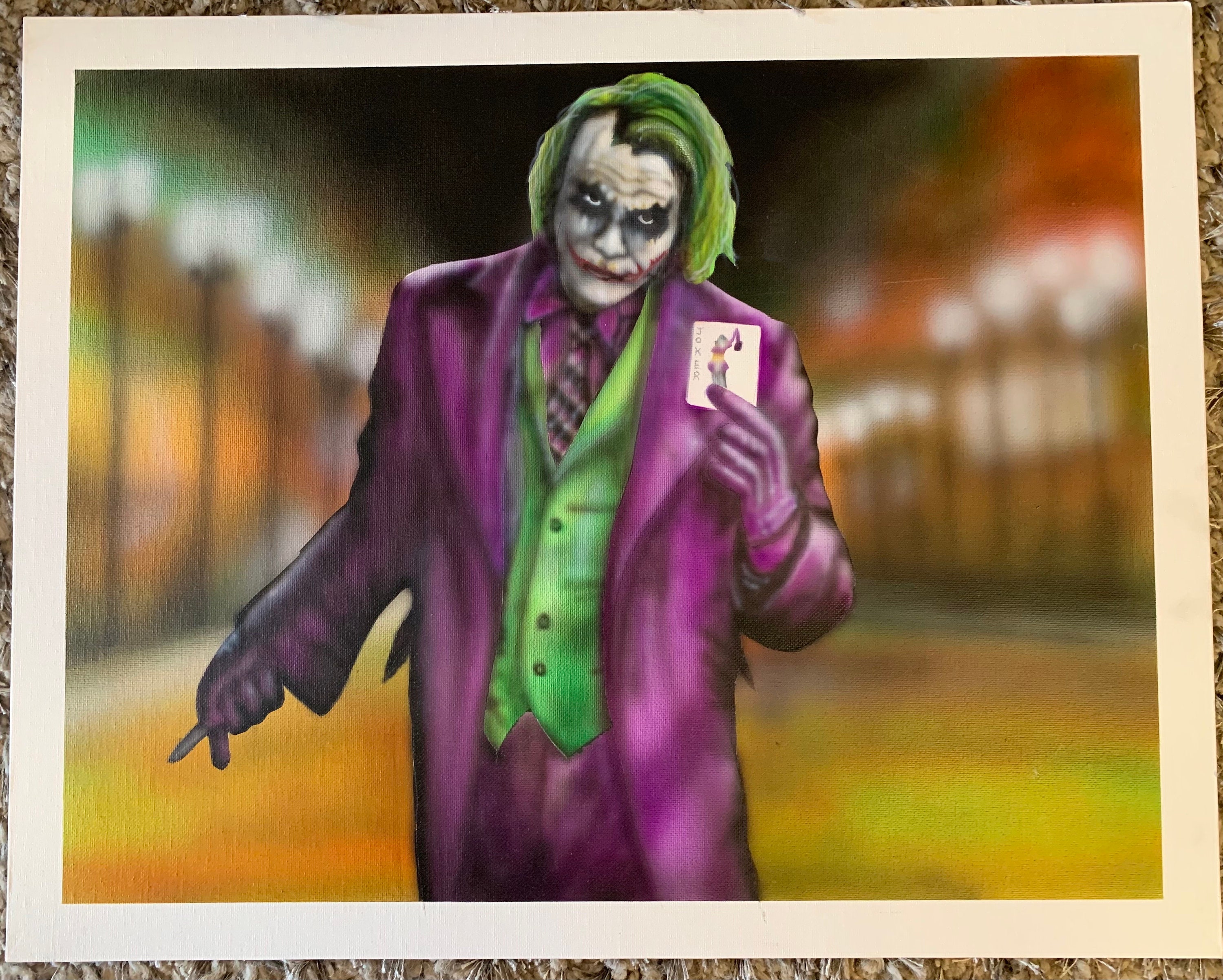 The Joker from The Dark Knight Original Airbrush Painting Etsy