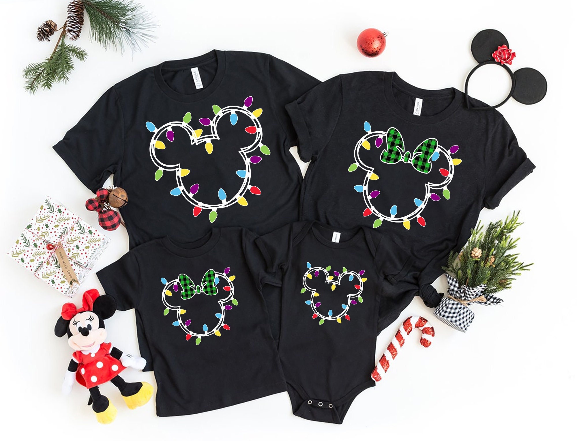Discover Disney Christmas Lights, Mickey Minnie Head T-Shirt