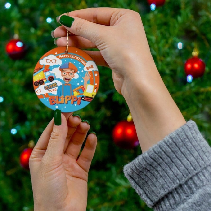 Personalized Blippi Christmas Ceramic Ornament