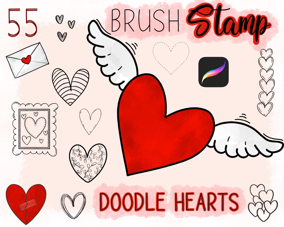 55 Heart Procreate Stamps Heart Brushes Procreate Heart Etsy