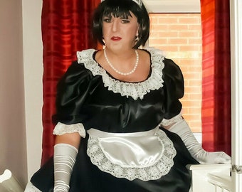 Classic Satin French Maids Uniform with optional knickers and petticoats