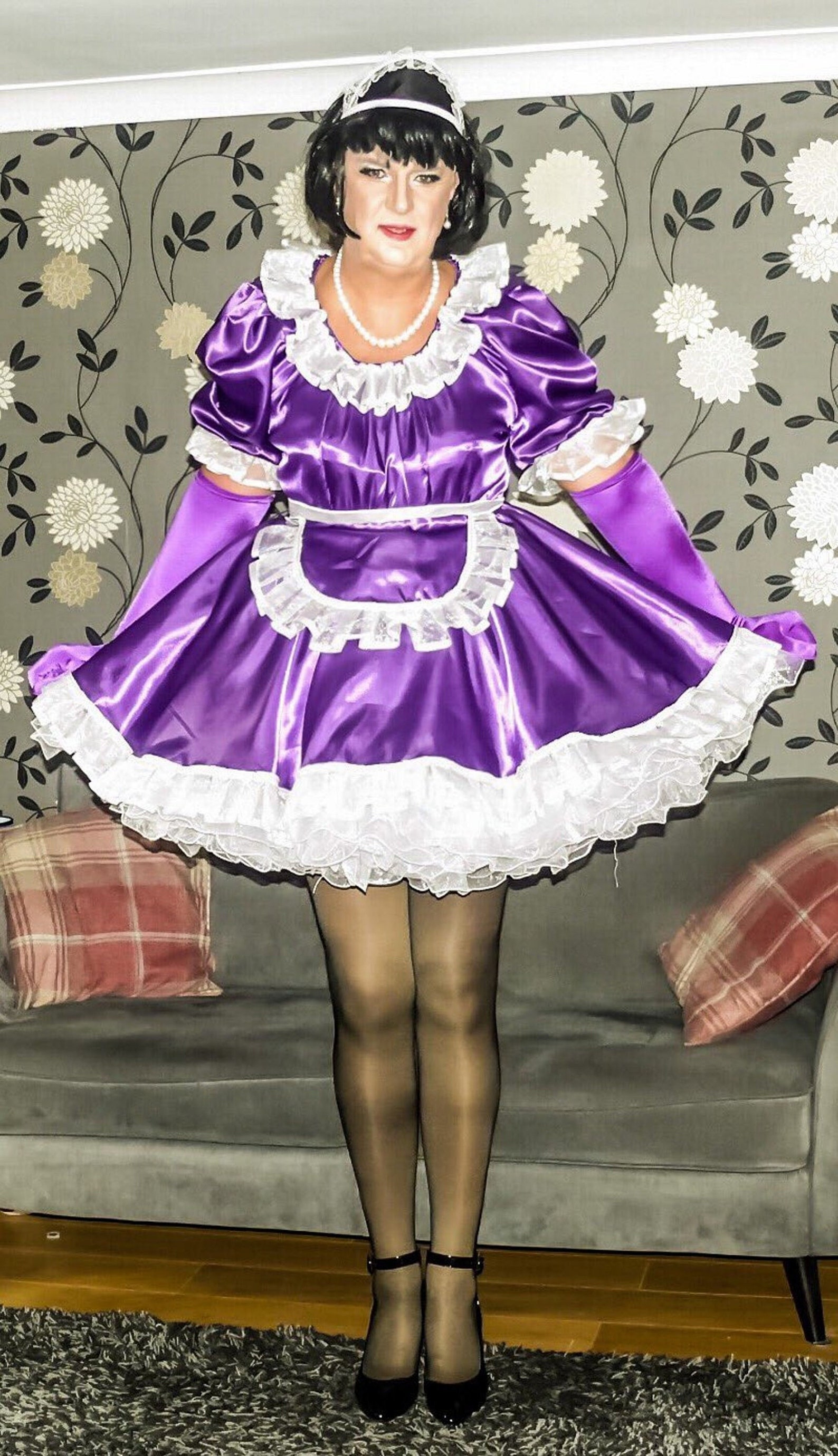 Purple Satin French Maids Uniform With Optional Knickers and Etsy UK