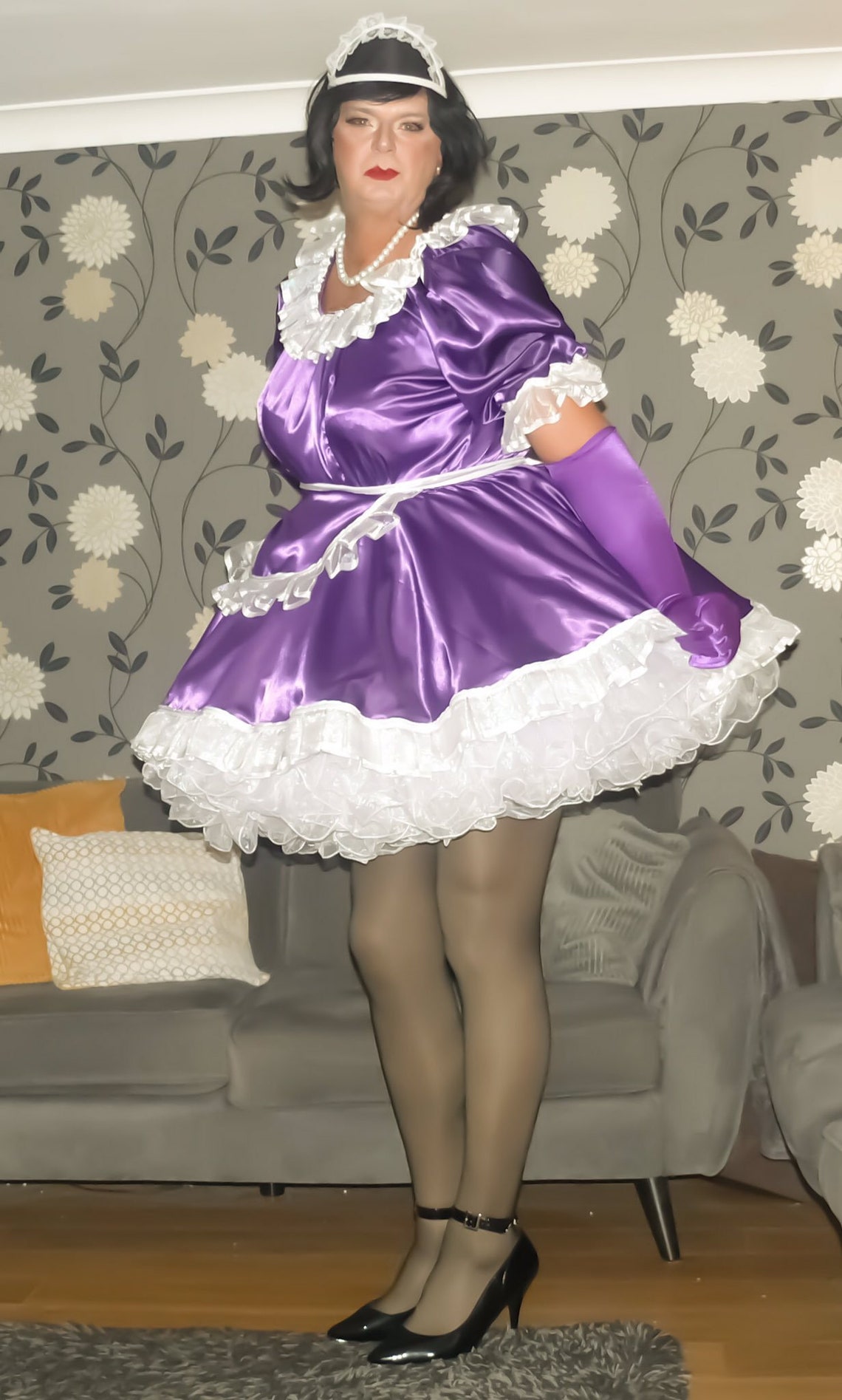 Purple Satin French Maids Uniform With Optional Knickers and Petticoats ...