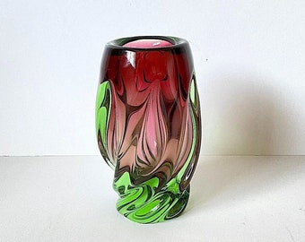 SOMMERSO Bicchiere artistico ceco con anguria di Joseph Hospodka Vintage