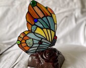 Tiffany Style Butterfly Accent Table Lamp Vintage