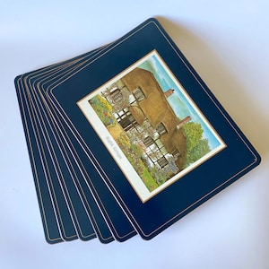 Vintage Pimpernel English Cottages Placemats: Set of 6, Cork Backed Table Mats