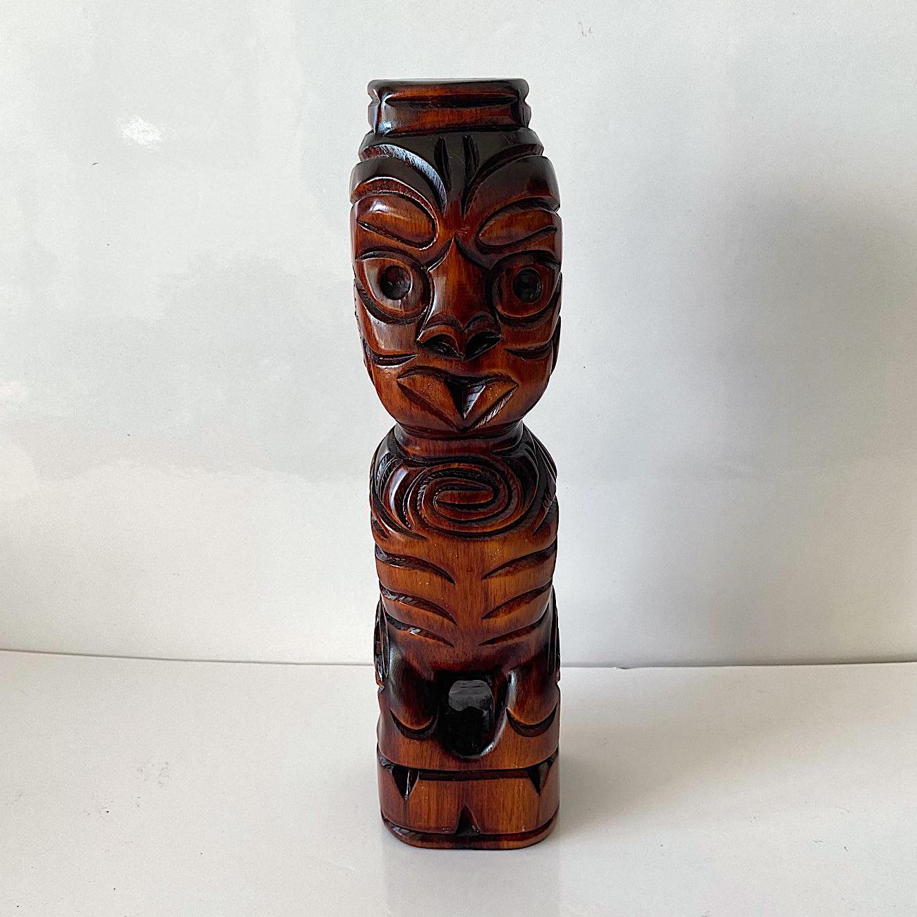 Vintage MAORI TIKI WARRIOR Statue Tribal Art From New Zealand