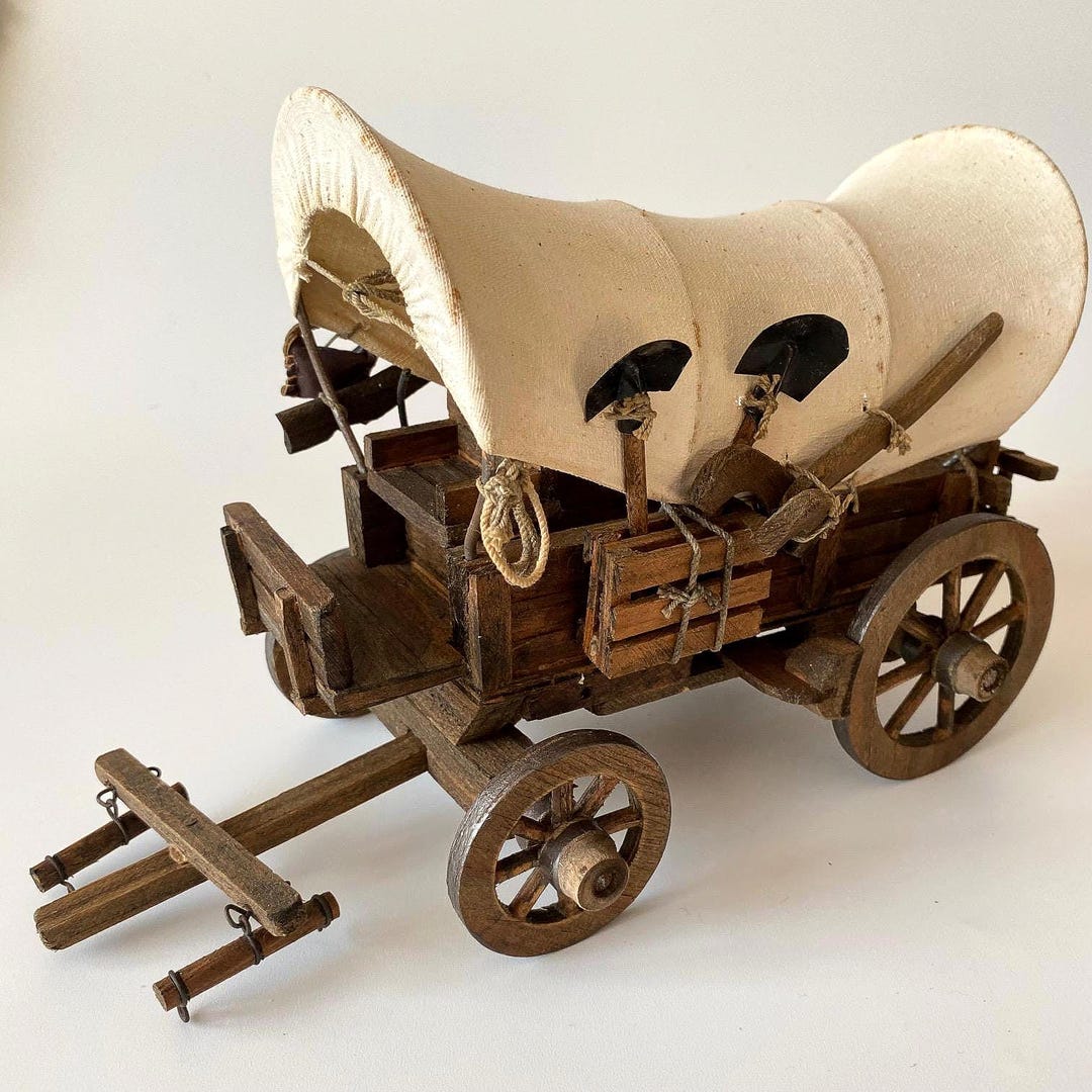Vintage Conestoga Covered Wagon: Handmade, Wooden, Collectible ...