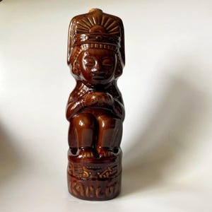 Vintage KAHLUA keramisk karaffflaska: Aztekisk maya Tiki-barbehör från 1970-talet