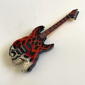 Screaming Skull Electric Guitar Coin Bank Piggy Bank w/Stand image 2