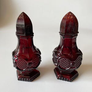 Vintage Ruby Red Cape Cod Salt & Pepper Shakers Set, AS IS