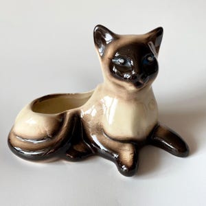 Vintage keramische plantenbak Siamese kat