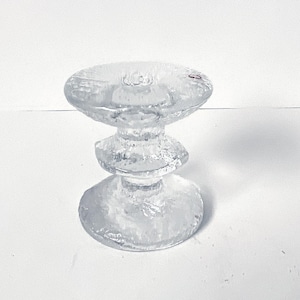 IITTALA Festivo Finland Textured Glass 3&quot;H Candlestick Holder Timo Sarpaneva Vintage