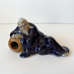 Statuetta in ceramica cinese Shiwan, uomo con botte, vintage, MUD MAN