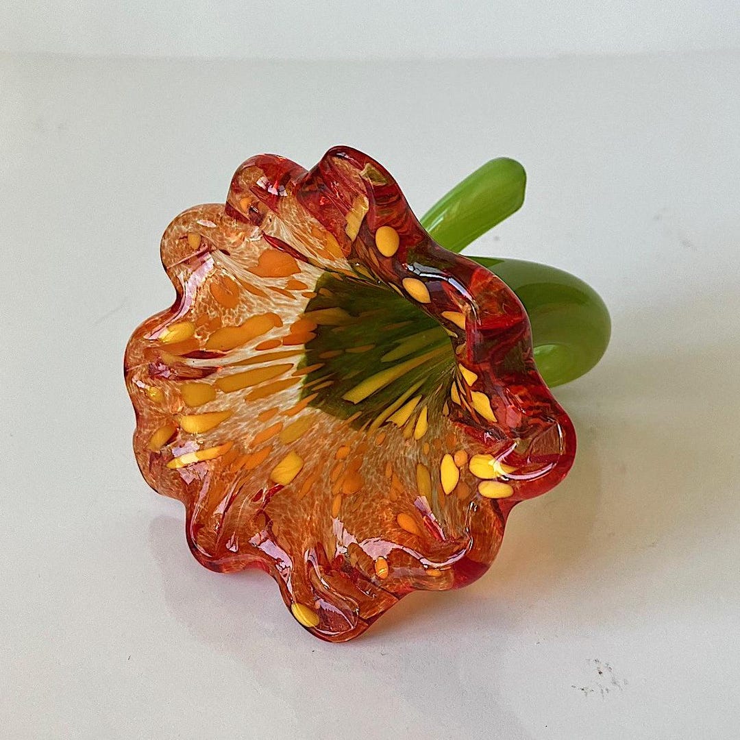 Murano Art Glass Style Flower With Curled Stem Vintage Collectible - Etsy