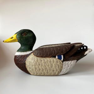 Vintage MALLARD DUCK DECOY by W.Cooper Natural Size Hand Carved in 2003