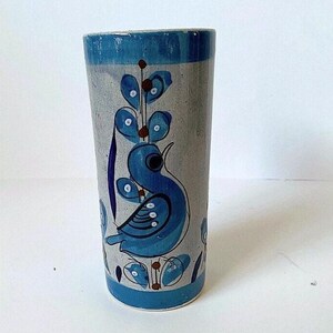 Vintage TONALA BIRD VASE Artisan Pottery Handcrafted in Mexico